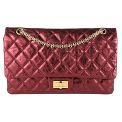 Chanel Metallic Burgundy Quilted Calfskin Reissue 2.55 227 Double Flap Bag