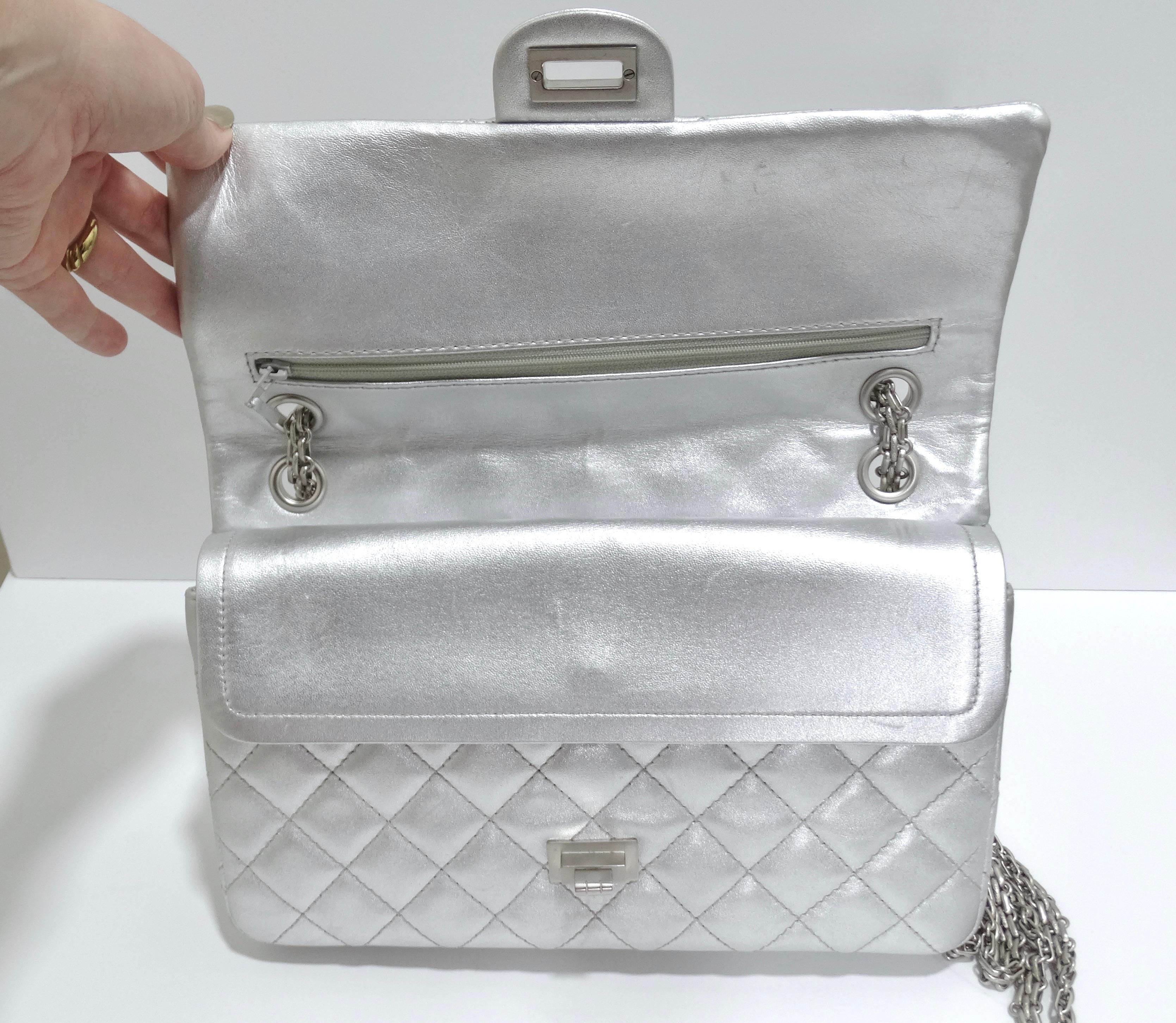 Chanel Metallic Calfskin Quilted 2.55 Reissue Jumbo Double Flap For Sale 9