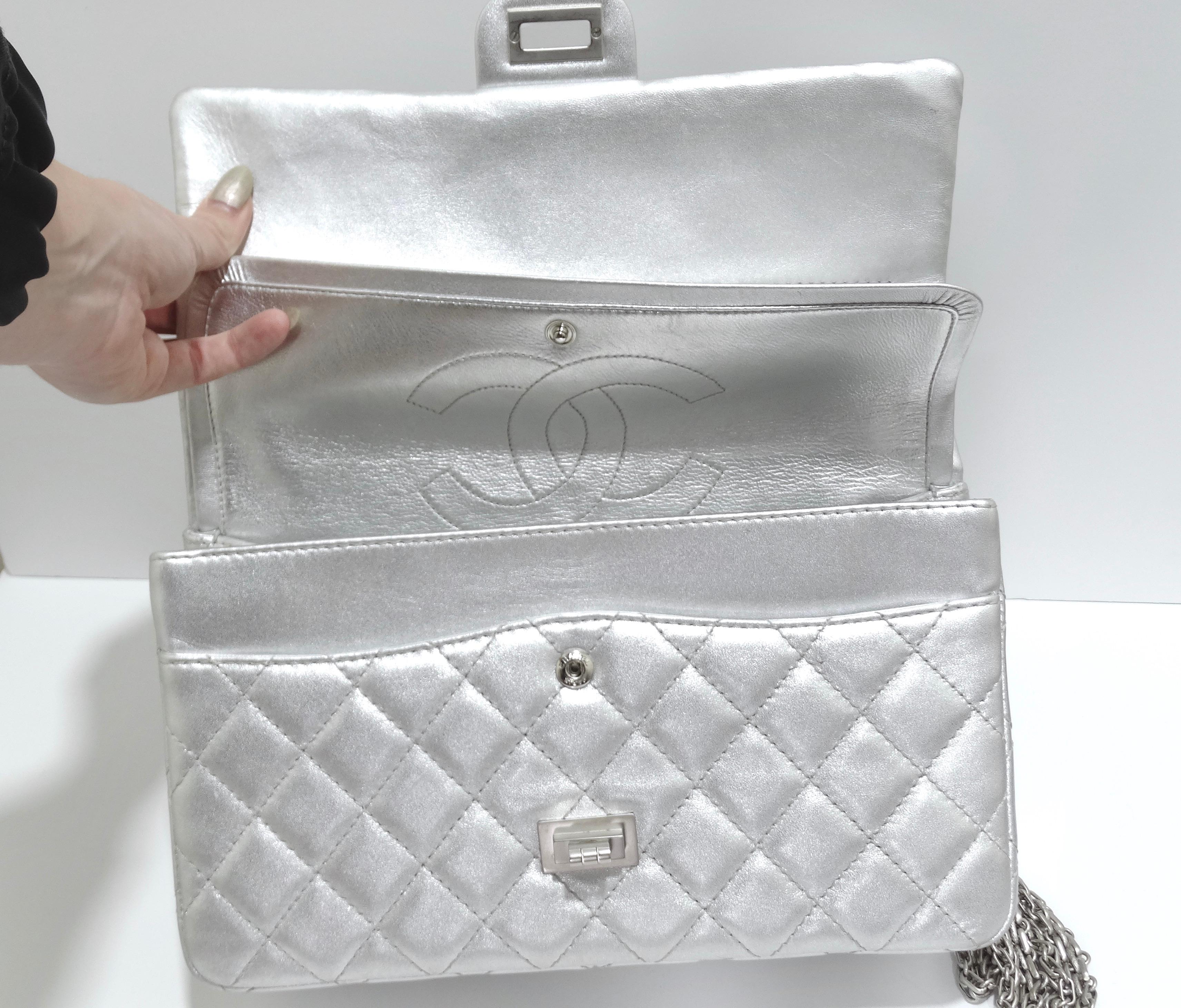 Chanel Metallic Calfskin Quilted 2.55 Reissue Jumbo Double Flap For Sale 10