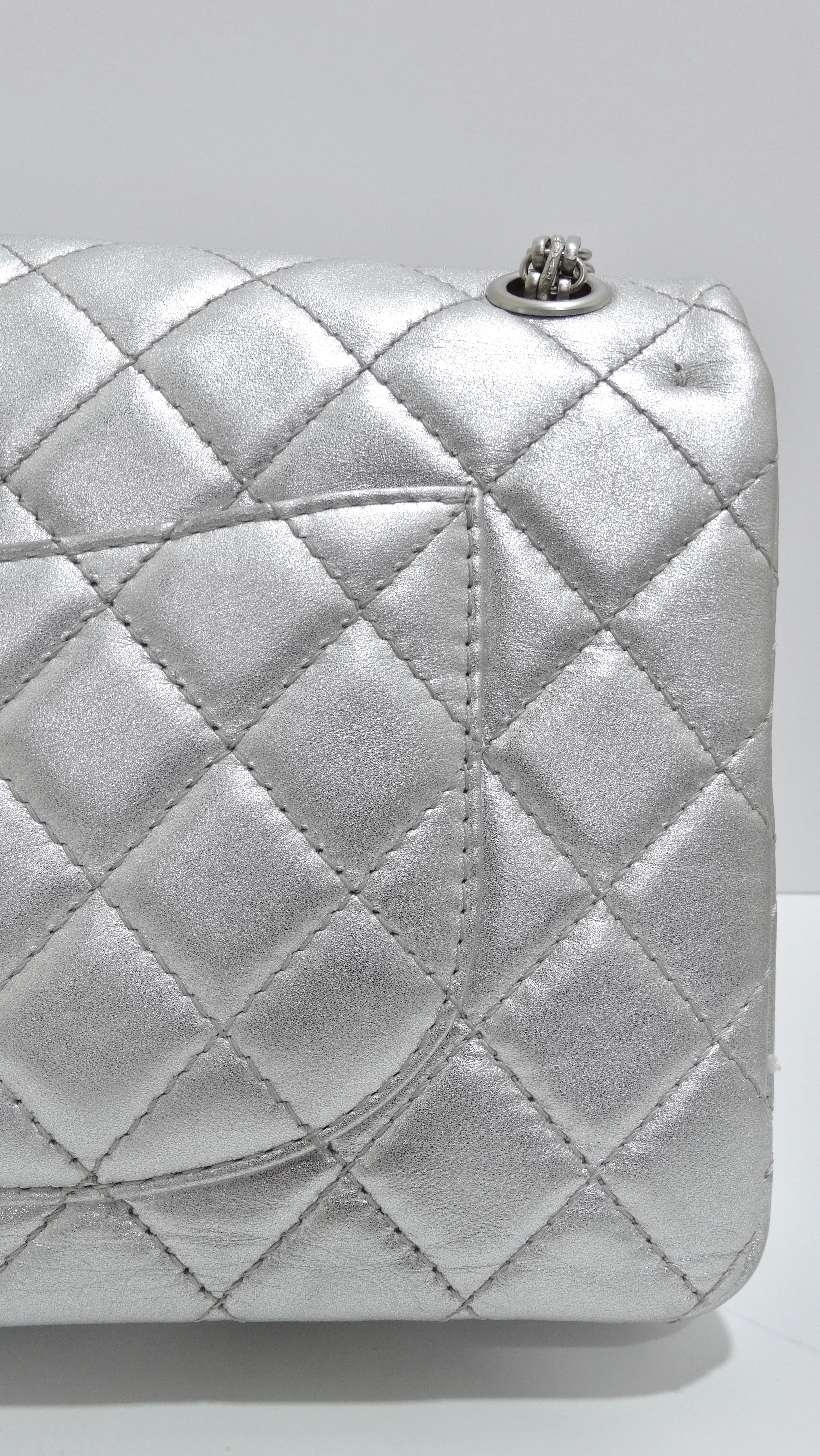 Chanel Metallic Calfskin Quilted 2.55 Reissue Jumbo Double Flap For Sale 4
