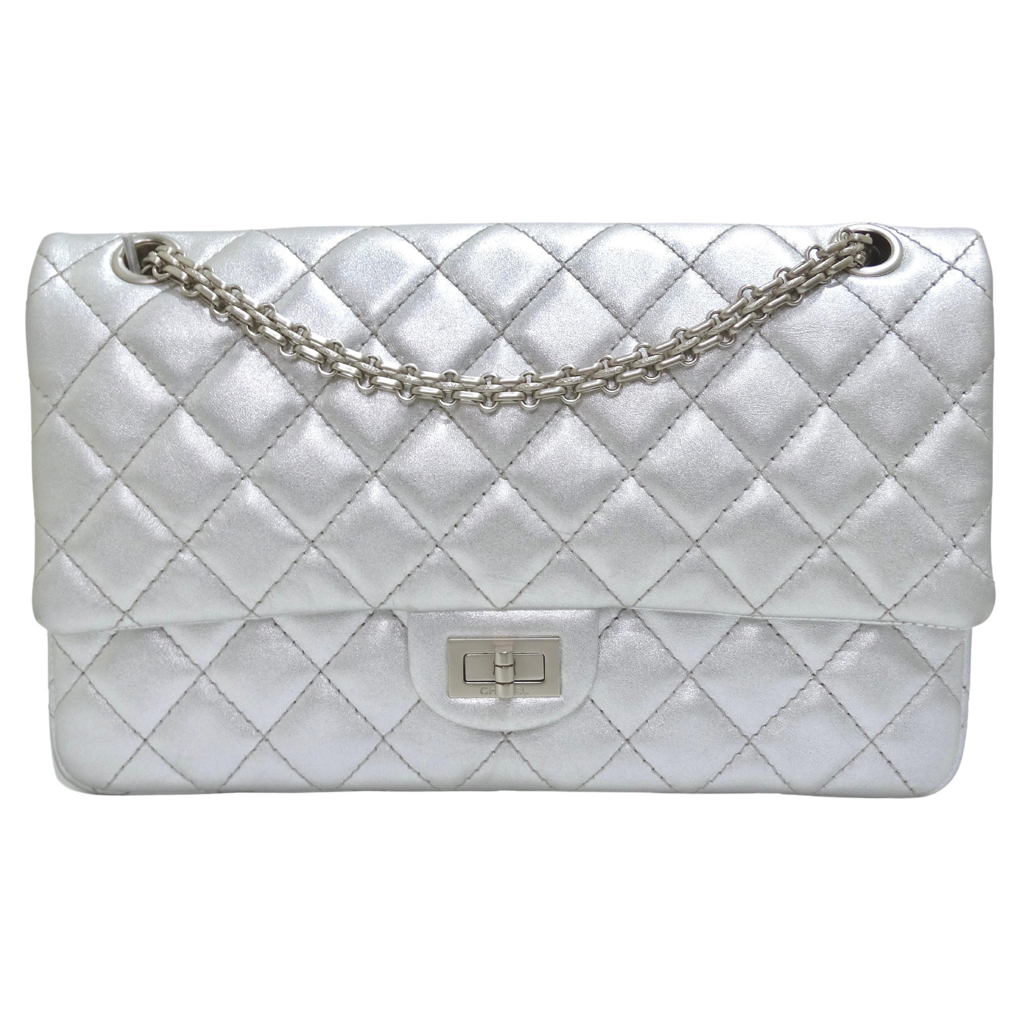 Chanel Metallic Calfskin Quilted 2.55 Reissue Jumbo Double Flap For Sale