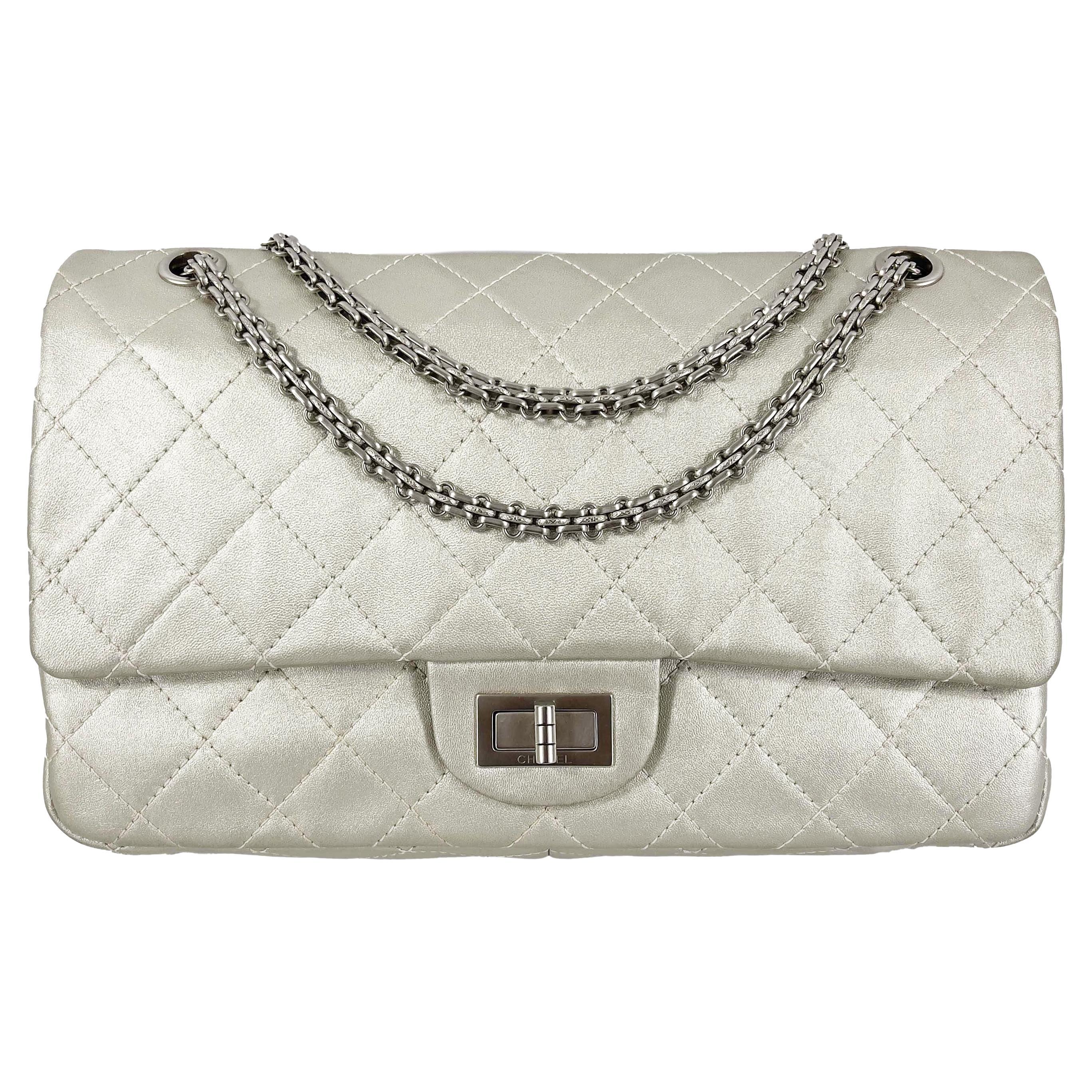 CHANEL - Metallic Calfskin Quilted  Reissue 227 Double Flap - Shoulder  Bag For Sale at 1stDibs