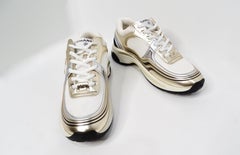 Chanel Metallic Calfskin Stretch Interlocking CC Low-Top Sneakers