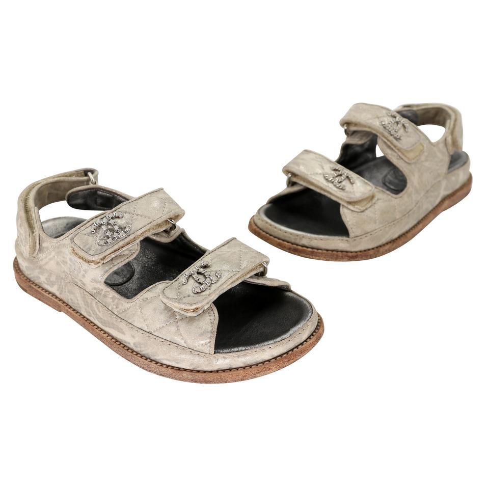 Chanel 2 strap velcro sandals hotsell