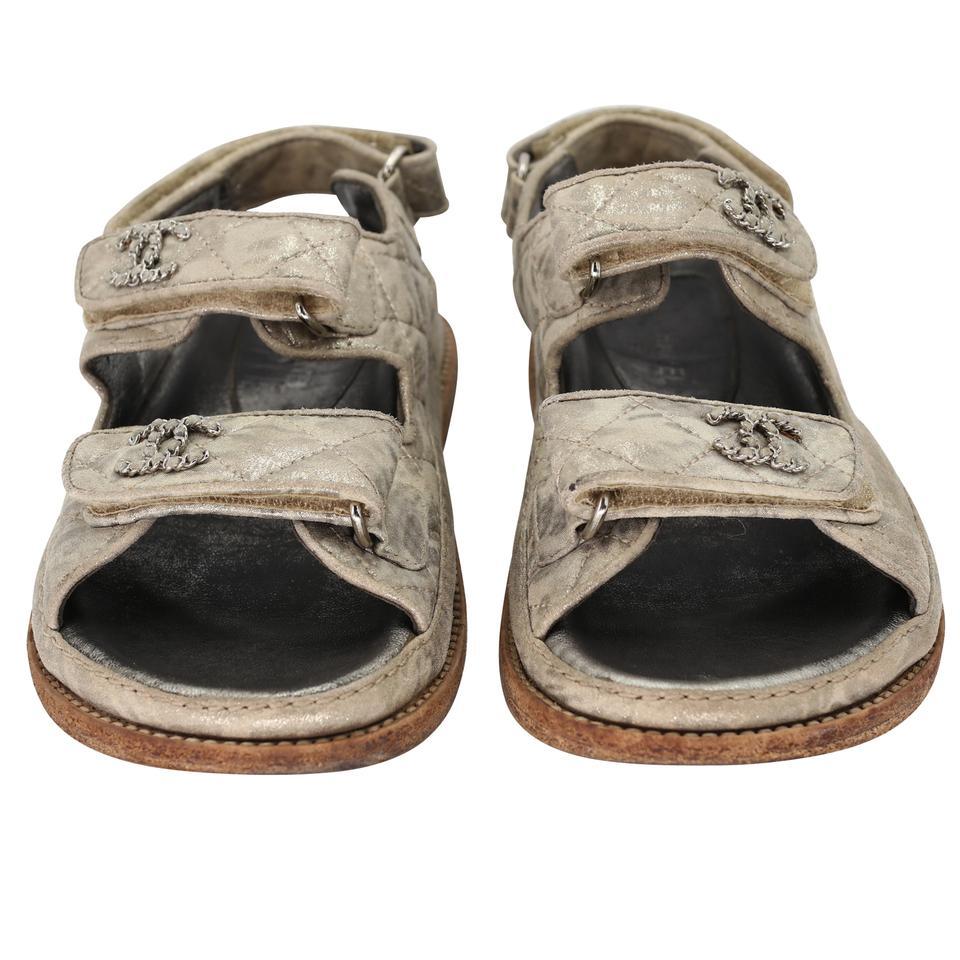 metallic dad sandals