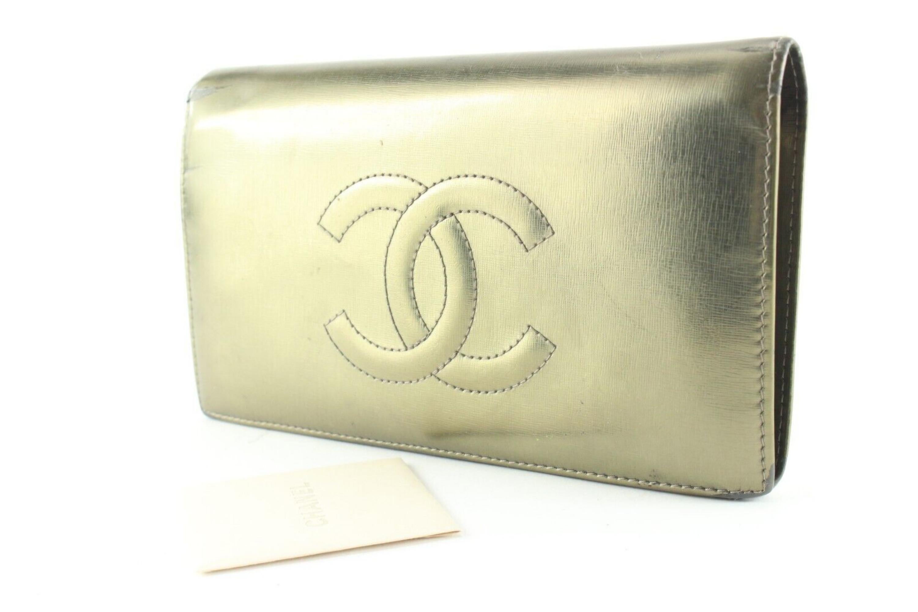 Chanel Metallic CC Logo Long Bifold Flap Wallet l 3C512S 7