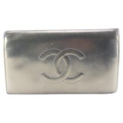 Chanel Metallic CC Logo Long Bifold Flap Wallet l 3C512S