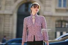Chanel Metallic Chain Trim Tweed Jacket