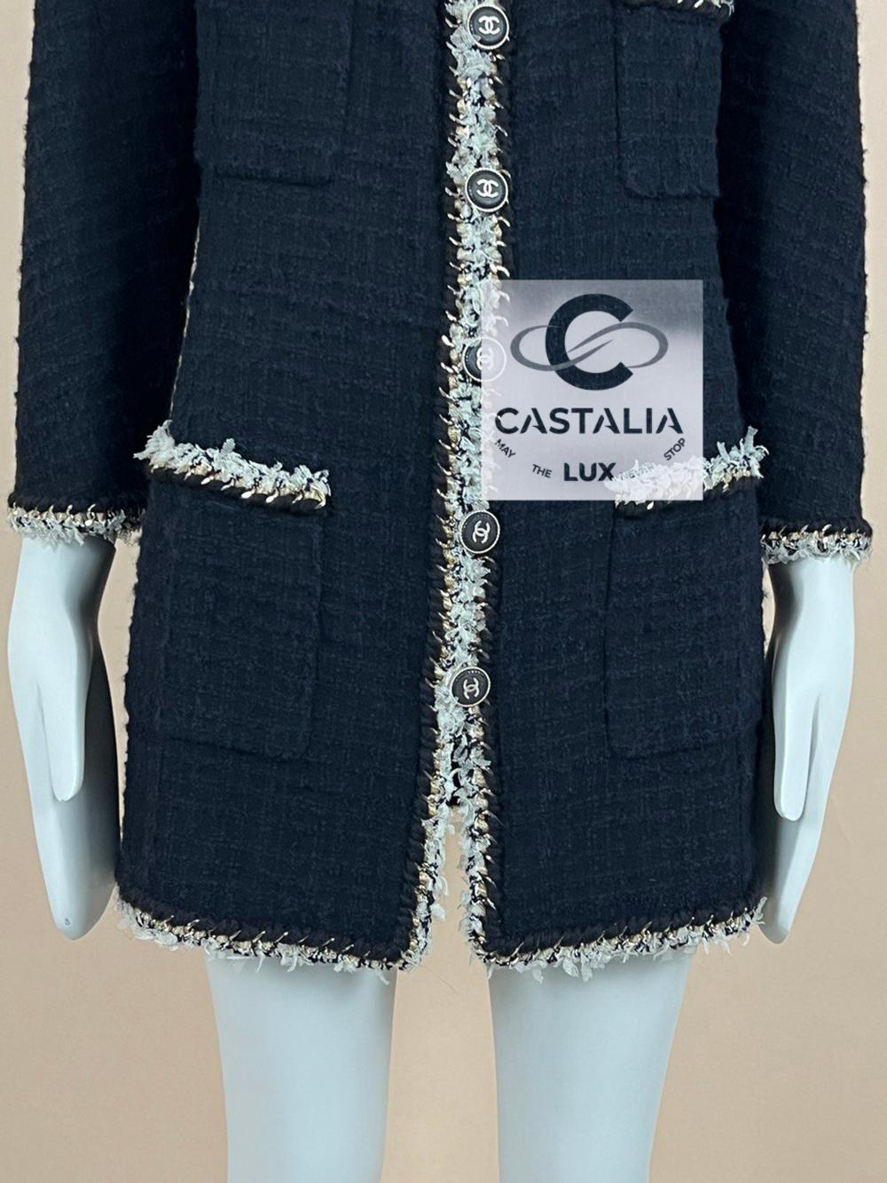 Femenino o masculino Chaqueta de tweed con adornos de cadenas metalizadas Chanel