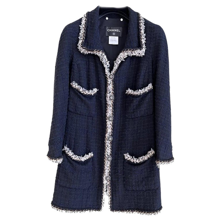 Chanel Metallic Chain Trim Tweed Jacket at 1stDibs