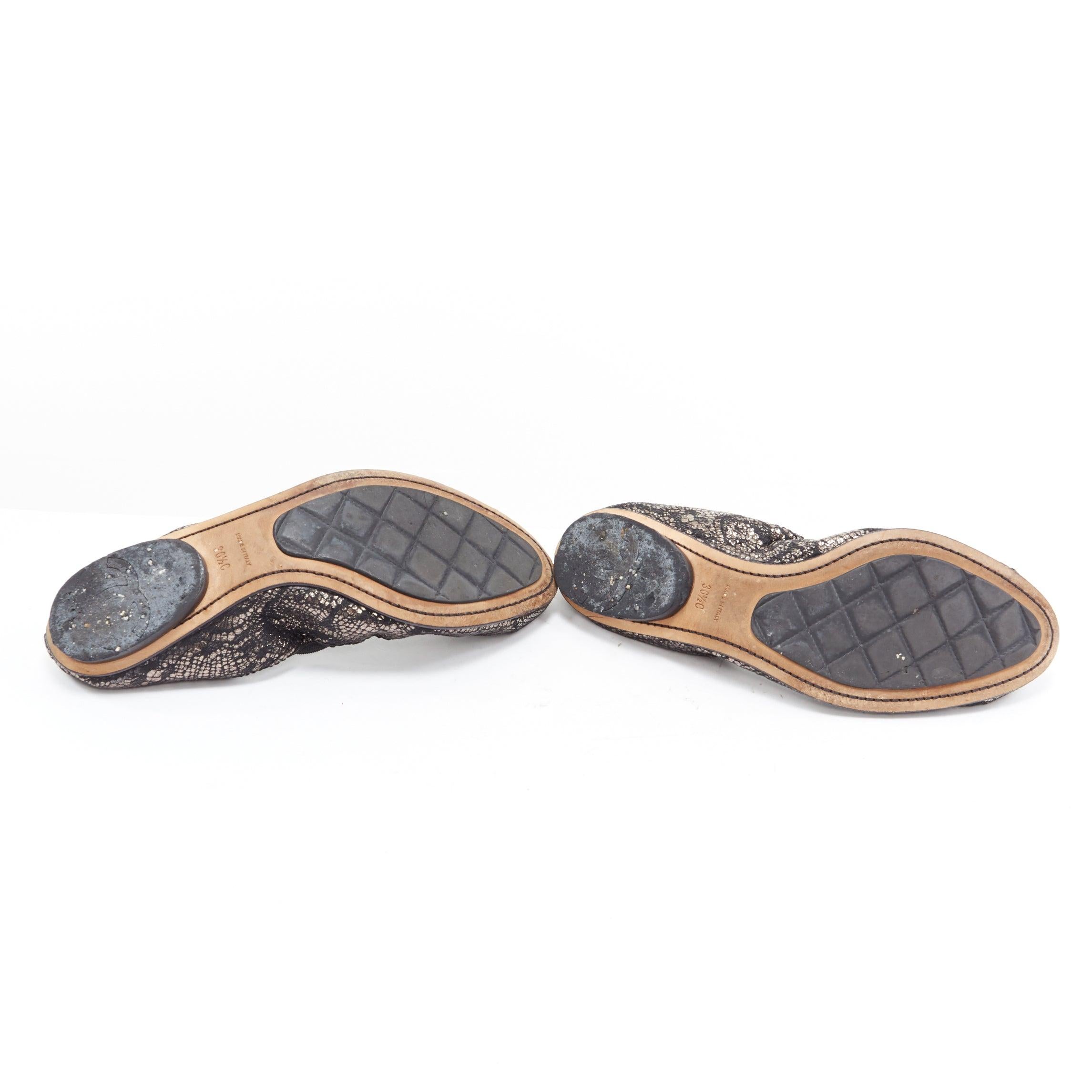 CHANEL rame metallizzato stampa nera elasticizzata ballerine piatte EU36.5C in vendita 7