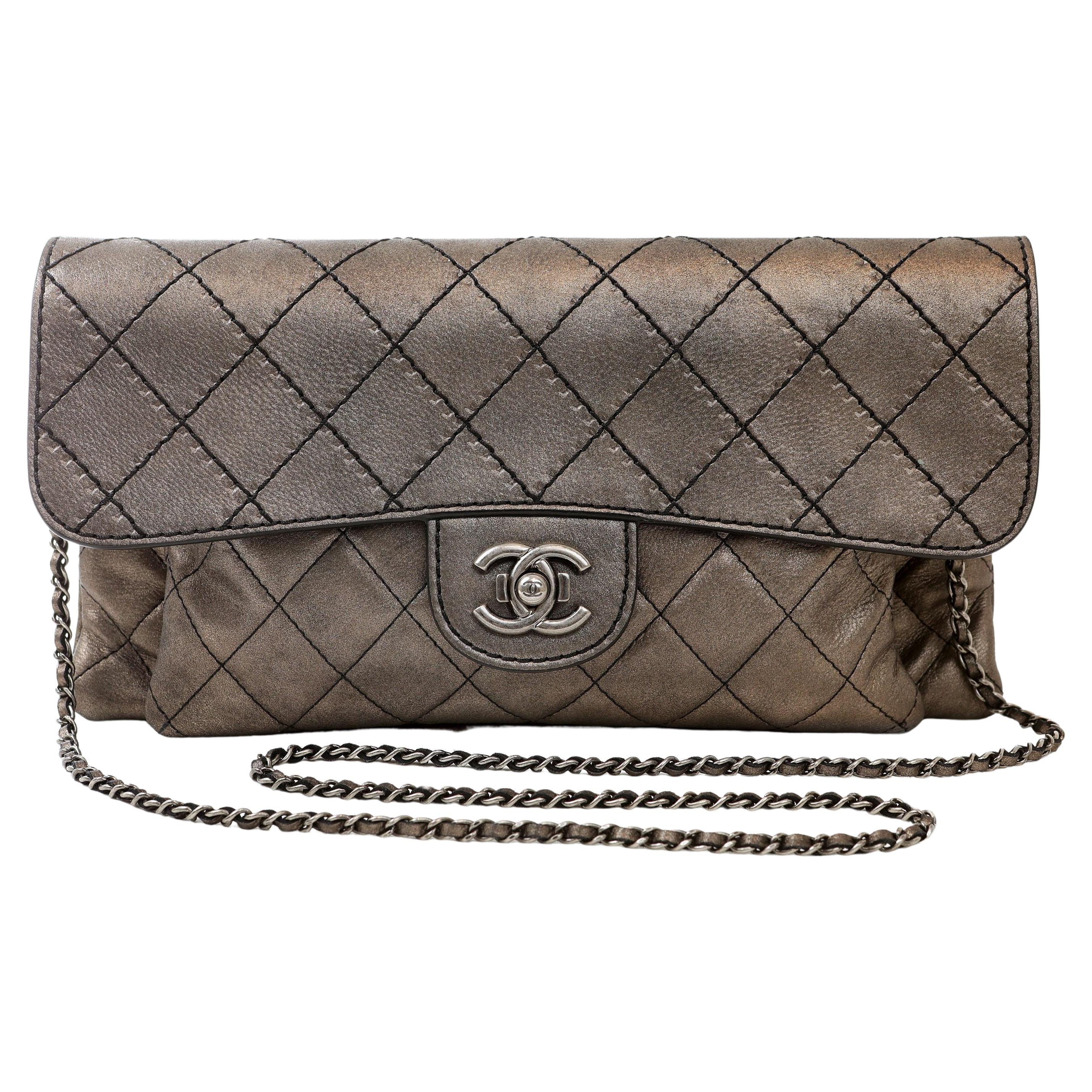 Chanel Metallic Copper Lambskin Small Crossbody Flap Bag with Ruthenium Hardware For Sale