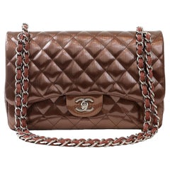 Chanel Metallic Copper Patent Leather Jumbo Classic with Silver Hardware
