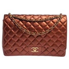 Chanel Metallic Copper Quilted Leather Maxi Classic Double Flap Bag
