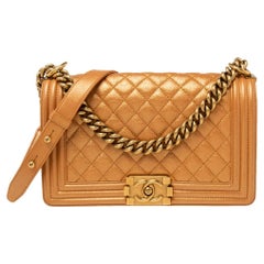 Chanel Metallic Copper Quilted Leather Medium Boy Flap Bag