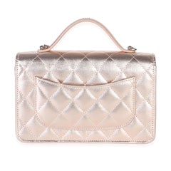 Chanel Metallic Copper Shiny Caviar Top Handle Wallet On Chain