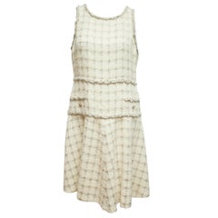 Chanel Metallic Cream Tweed Shift Dress