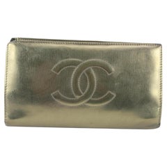 Chanel Metallic Dunkelgold Lange Klappe Brieftasche 122c3
