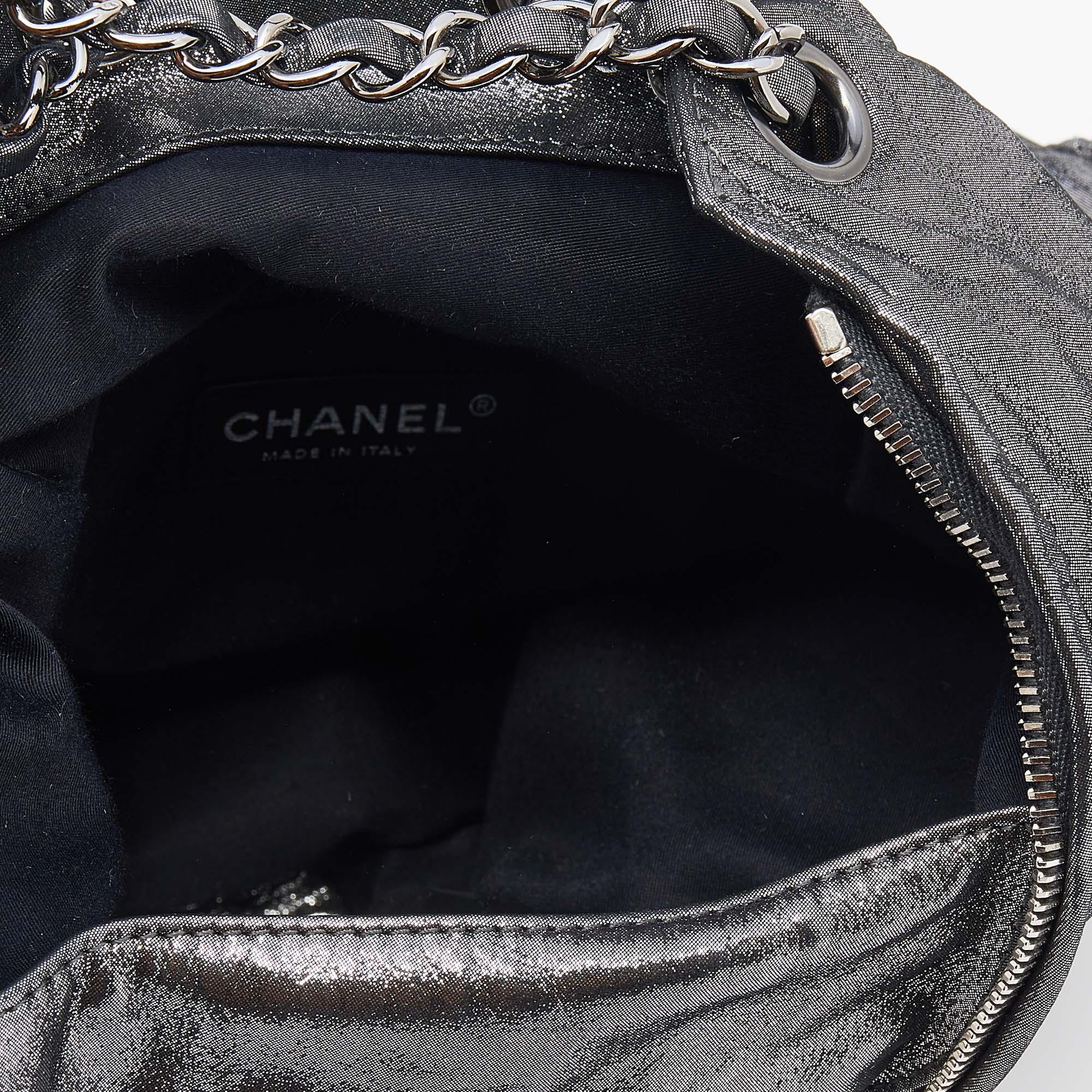 Chanel Metallic Dark Silver Quilted Leather Large Backpack is Back Backpack 2