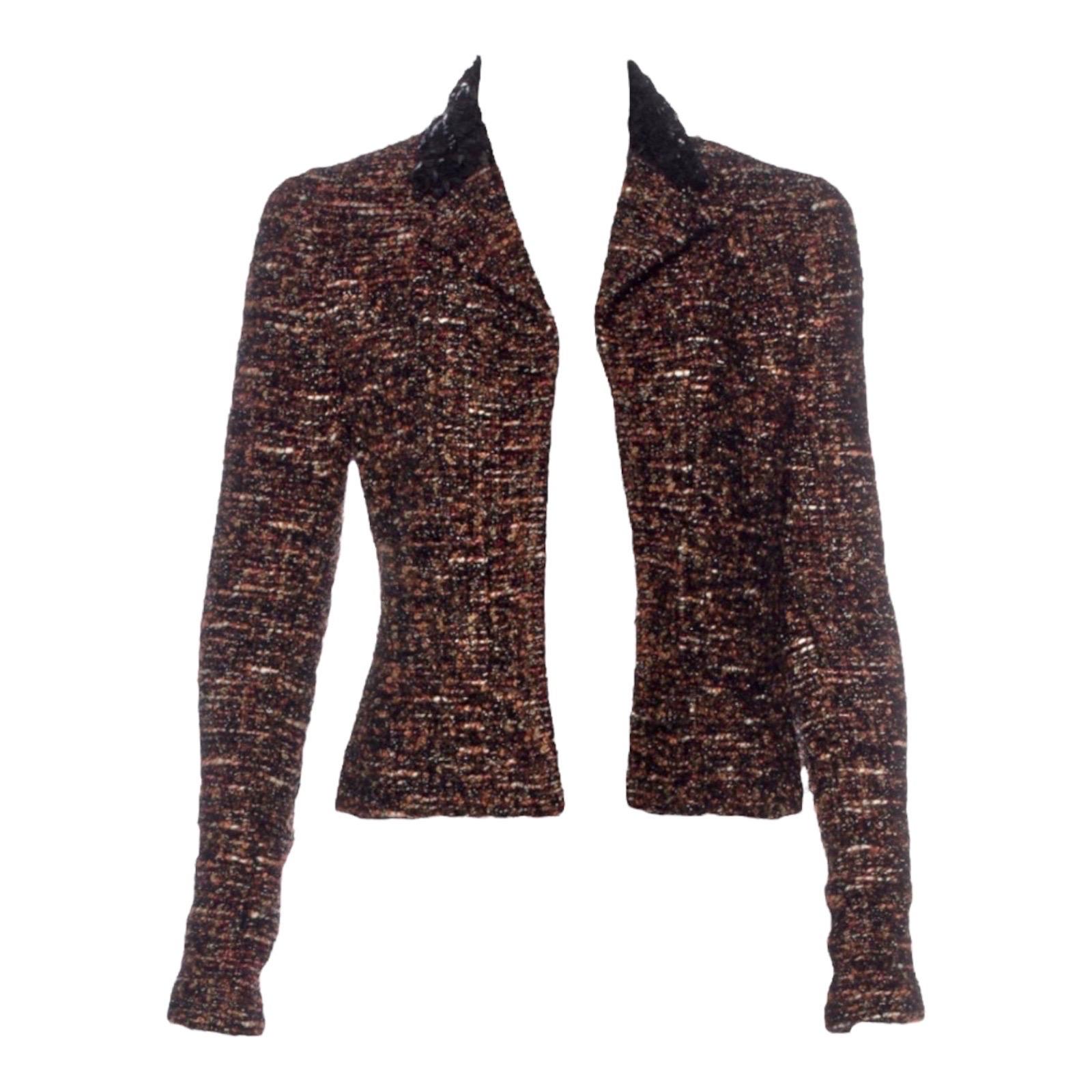 Black UNWORN Chanel Metallic Fantasy Tweed Sequin Trim Jacket Blazer Skirt Suit 38-40 For Sale