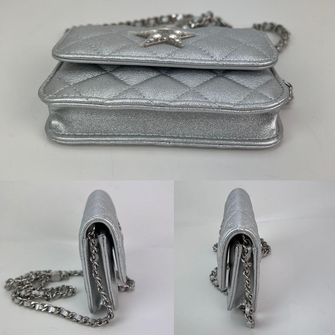 Chanel Metallic Goatskin Quilted Micro Star Flap Waist Belt Shoulder Bag For Sale 7