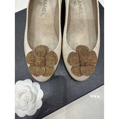 Chanel Metallic Gold Ballet Flats - Size 38