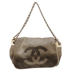 Chanel Metallic Gold/Brown Perforated Leather Hollywood Accordion Flap Bag