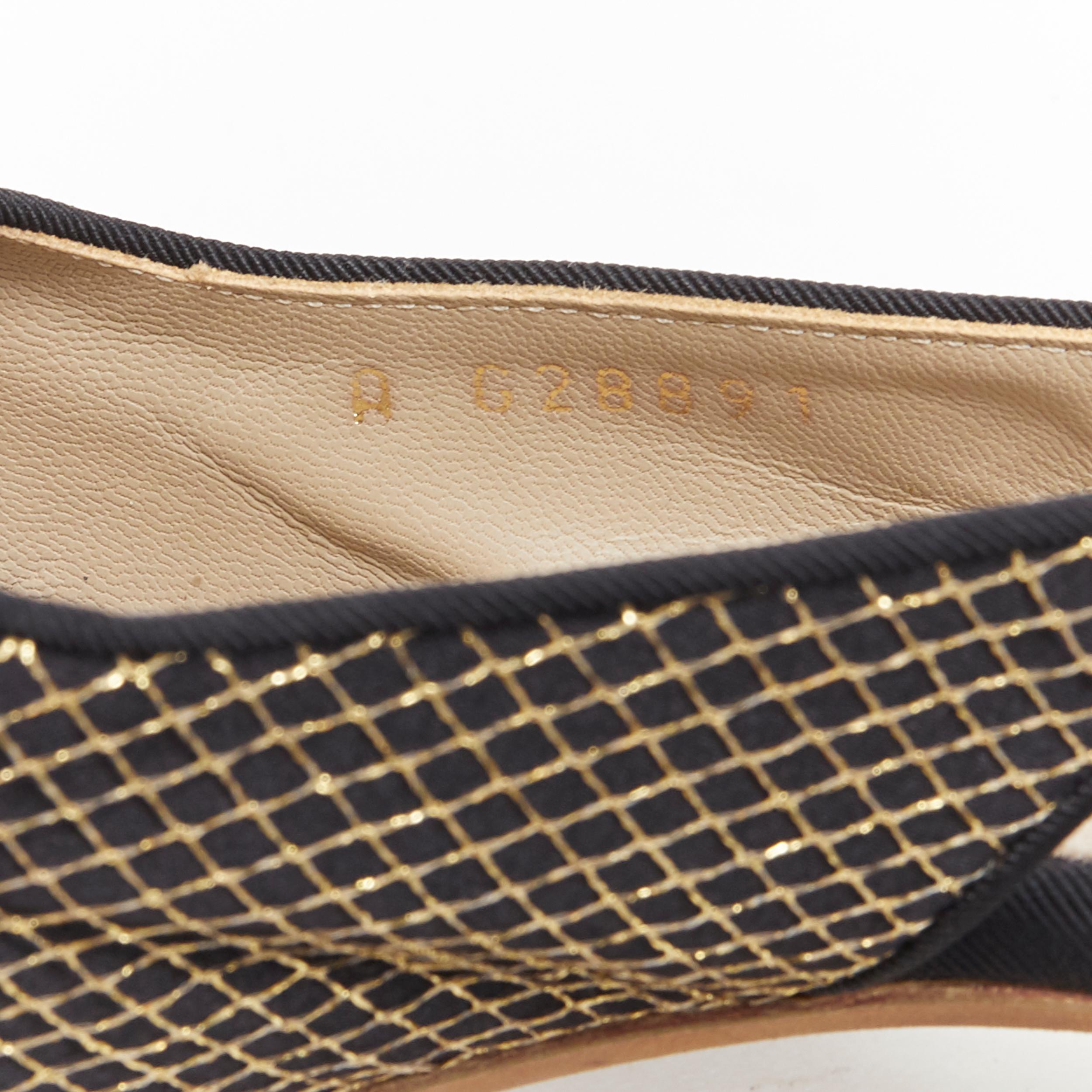 CHANEL metallic gold camellia CC diamond stitch gold chunky heel sling EU35.5 6