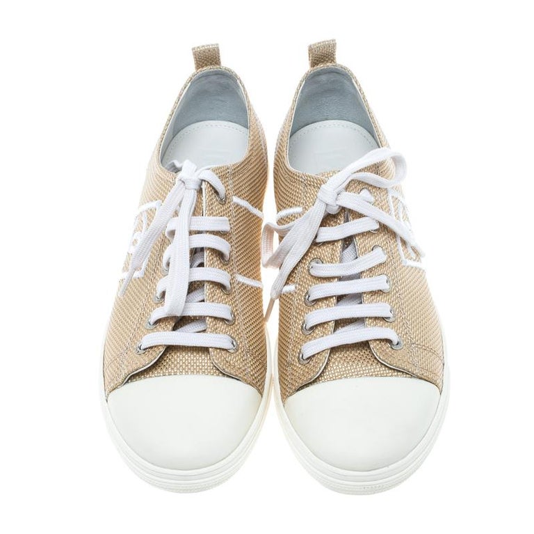 Chanel Metallic Gold Canvas Tennis CC Low Top Sneakers Chanel Metallic Gold Canvas Tennis CC Low Top Sneakers