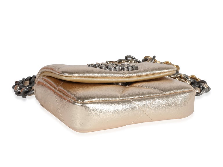 Chanel Metallic Gold Lambskin Chanel 19 Belt Bag For Sale at 1stDibs