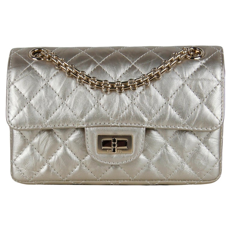 Chanel Metallic Gold Leather 2.55 Mini 224 Reissue Flap Bag For