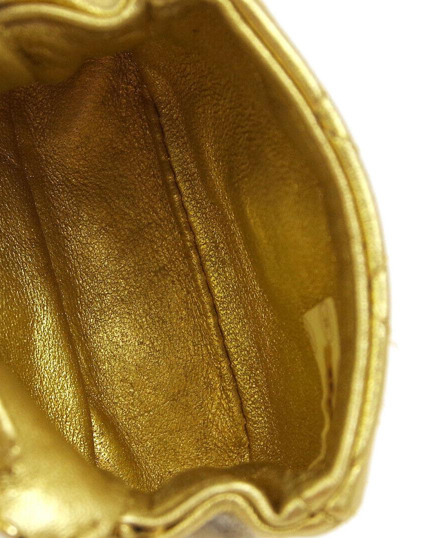 Women's Chanel Metallic Gold Leather Evening Micro Mini Shoulder Flap Bag 