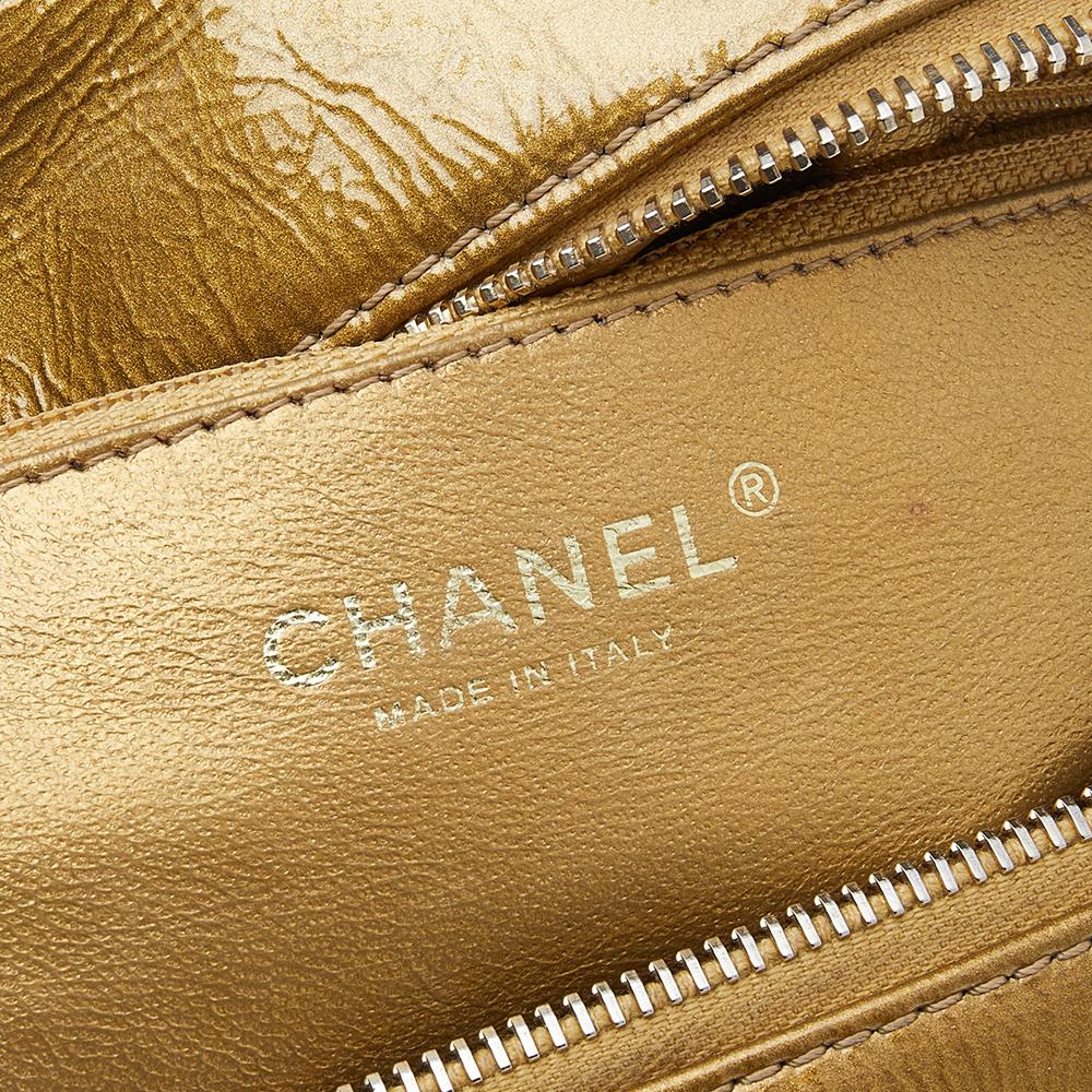 Chanel Metallic Gold Leather Medium Chain Trim Luxe Ligne Bowler Bag 2