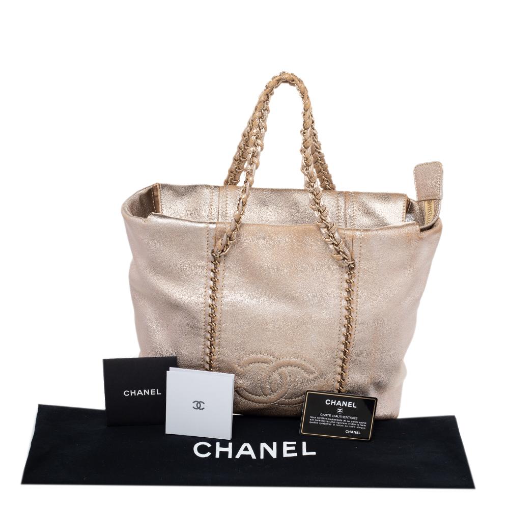 Chanel Metallic Gold Leather Medium Modern Chain Tote 8
