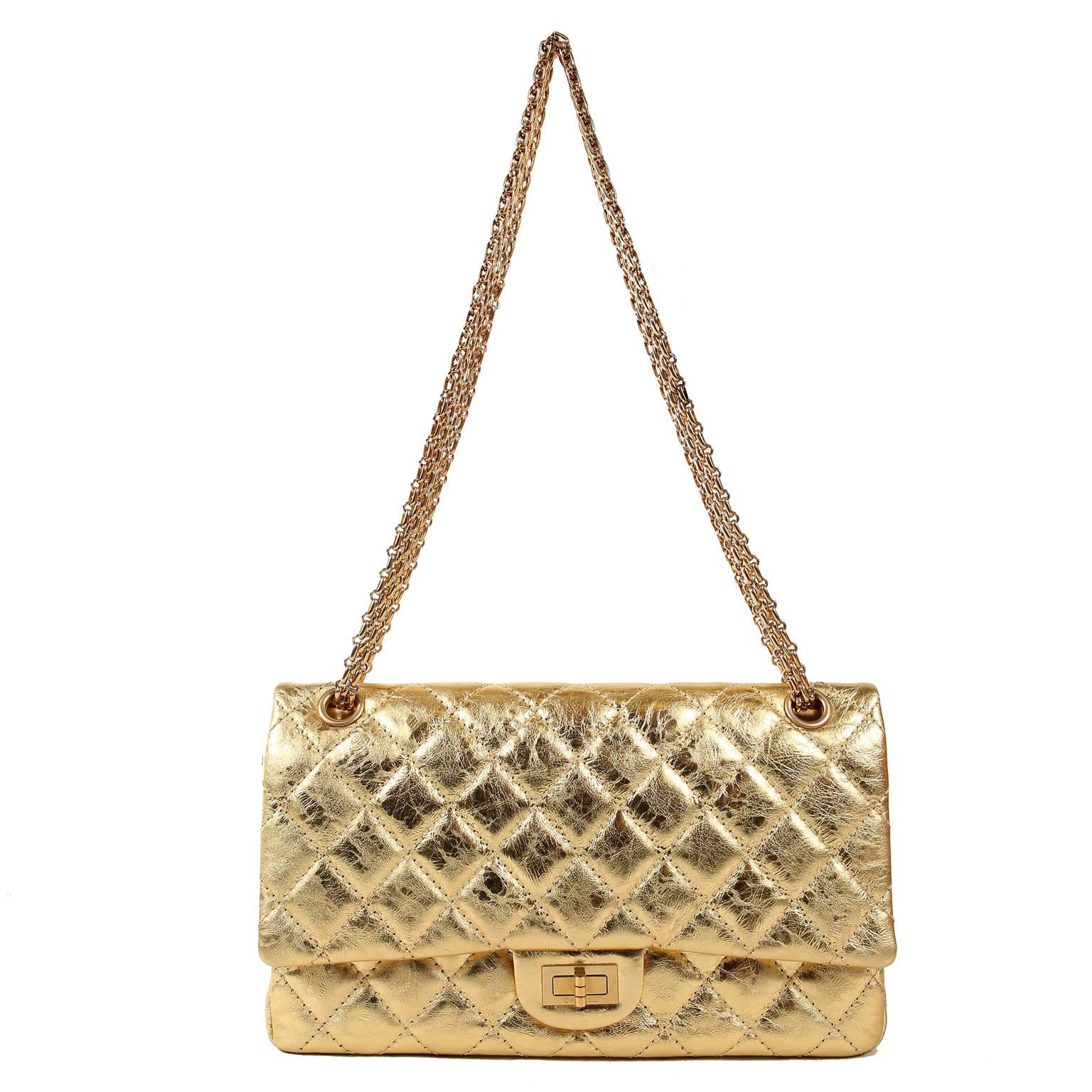 Chanel Metallic Gold Leather Reissue Flap Bag at 1stDibs | gold chanel ...