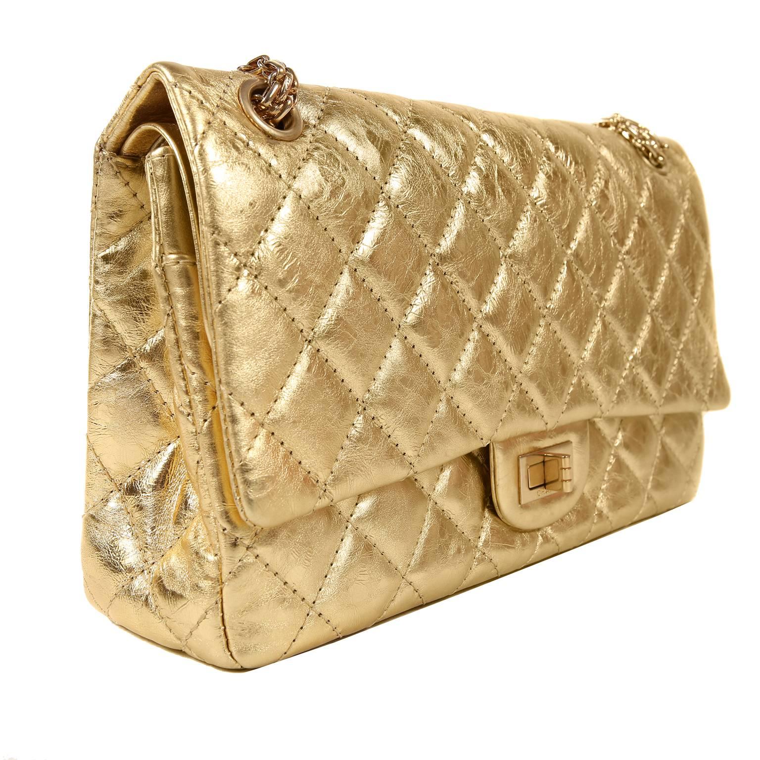 Chanel Metallic Gold Leather Reissue Flap Bag at 1stDibs | gold chanel ...