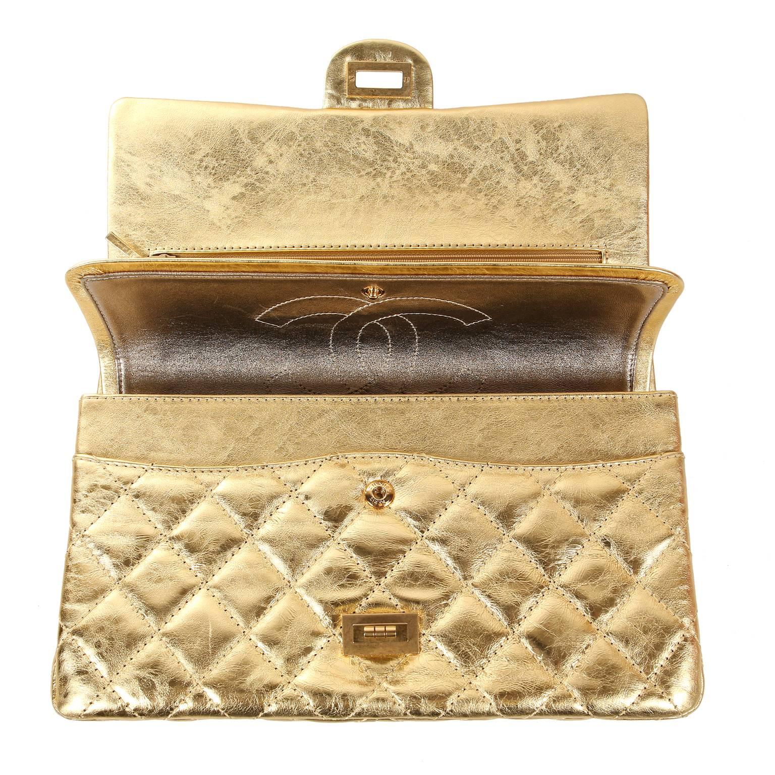 Women's Chanel Metallic Gold Leather Reissue Flap Bag
