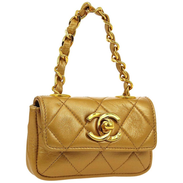 images Chanel Purse Box For Sale chanel metallic gold leather small mini micro top handle flap bag in box