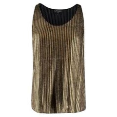 Chanel Metallic Gold Mesh Striped Sleeveless Top