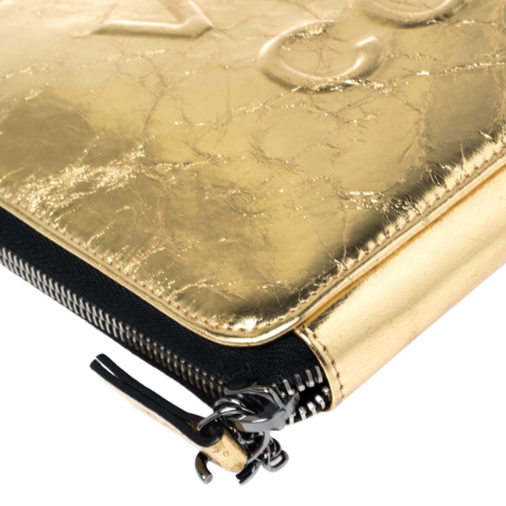 Chanel Metallic Gold Mirror Leather Votez CC Clutch 1
