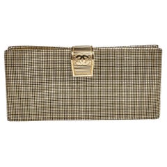Chanel Metallic Gold Perforated Leather CC Foldover Clutch