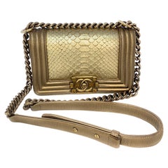 Chanel Metallic Gold Python Boy Small Flap Bag at 1stDibs | chanel boy  python, chanel python boy bag