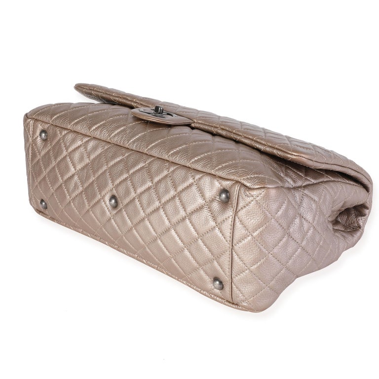 Chanel Metallic Gold Quilted Calfskin Chanel Airlines XXL Travel Flap Bag  For Sale at 1stDibs