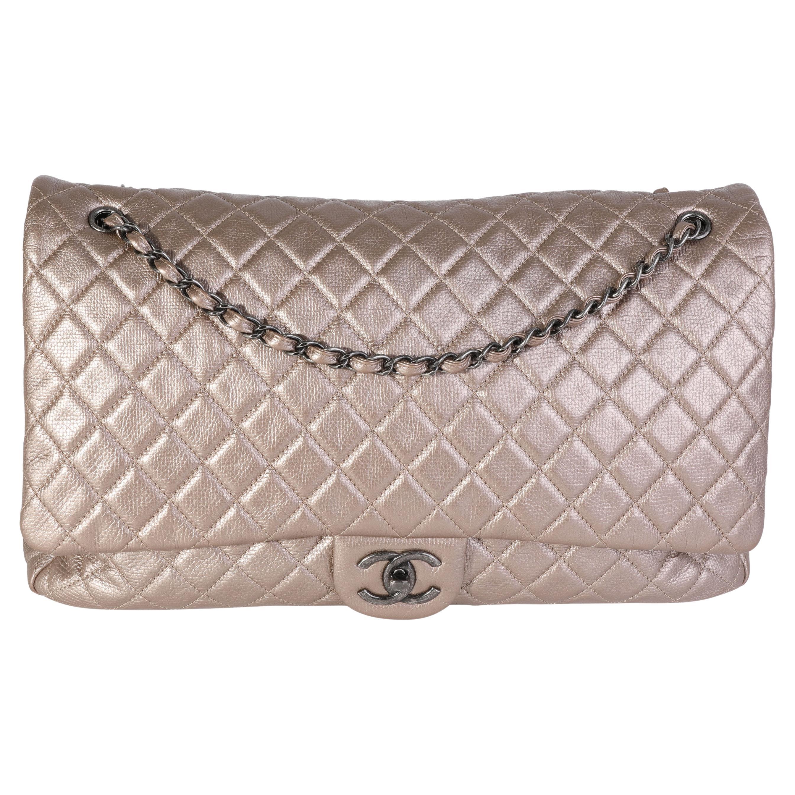 Chanel Metallic Gold Quilted Calfskin Chanel Airlines XXL Travel Flap Bag