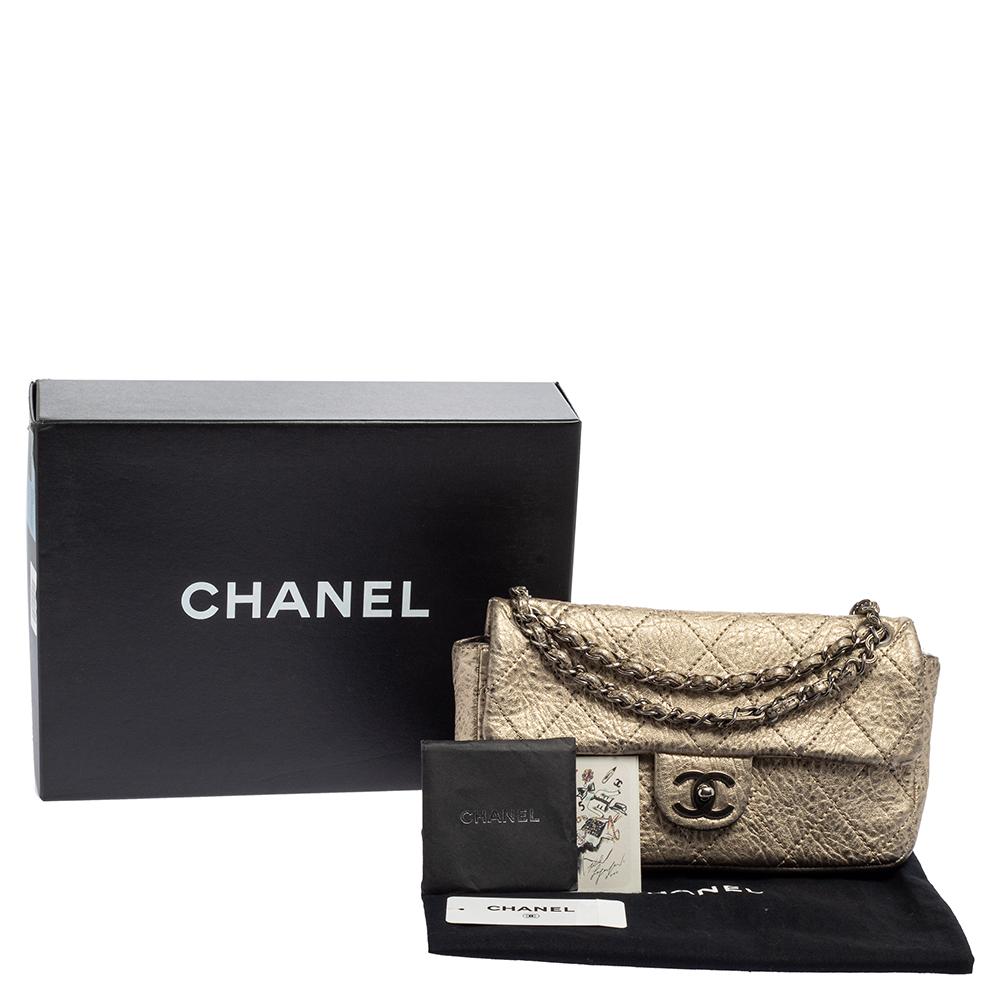 Chanel Metallic Gold Quilted Leather Flap Bag 9