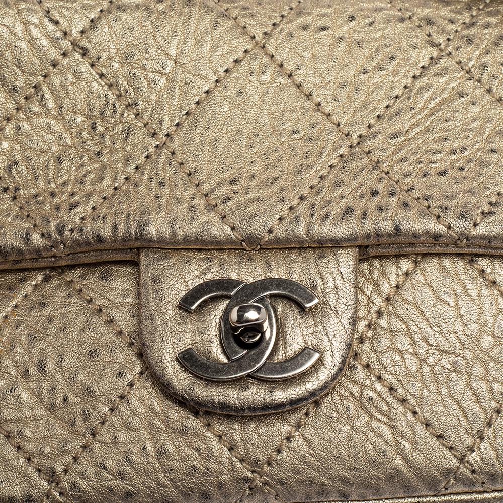 Chanel Metallic Gold Quilted Leather Flap Bag 1