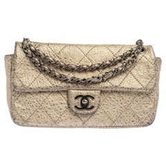 Chanel Metallic Gold Quilted Leather Flap Bag