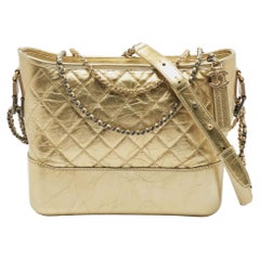Chanel Metallic Gold Quilted Leather Large Gabrielle Hobo