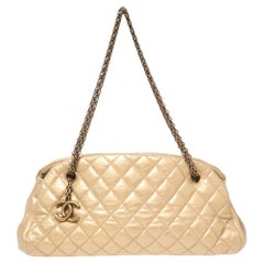 Chanel Metallic Gold Quilted Leather Small Just Mademoiselle Bowler Bag