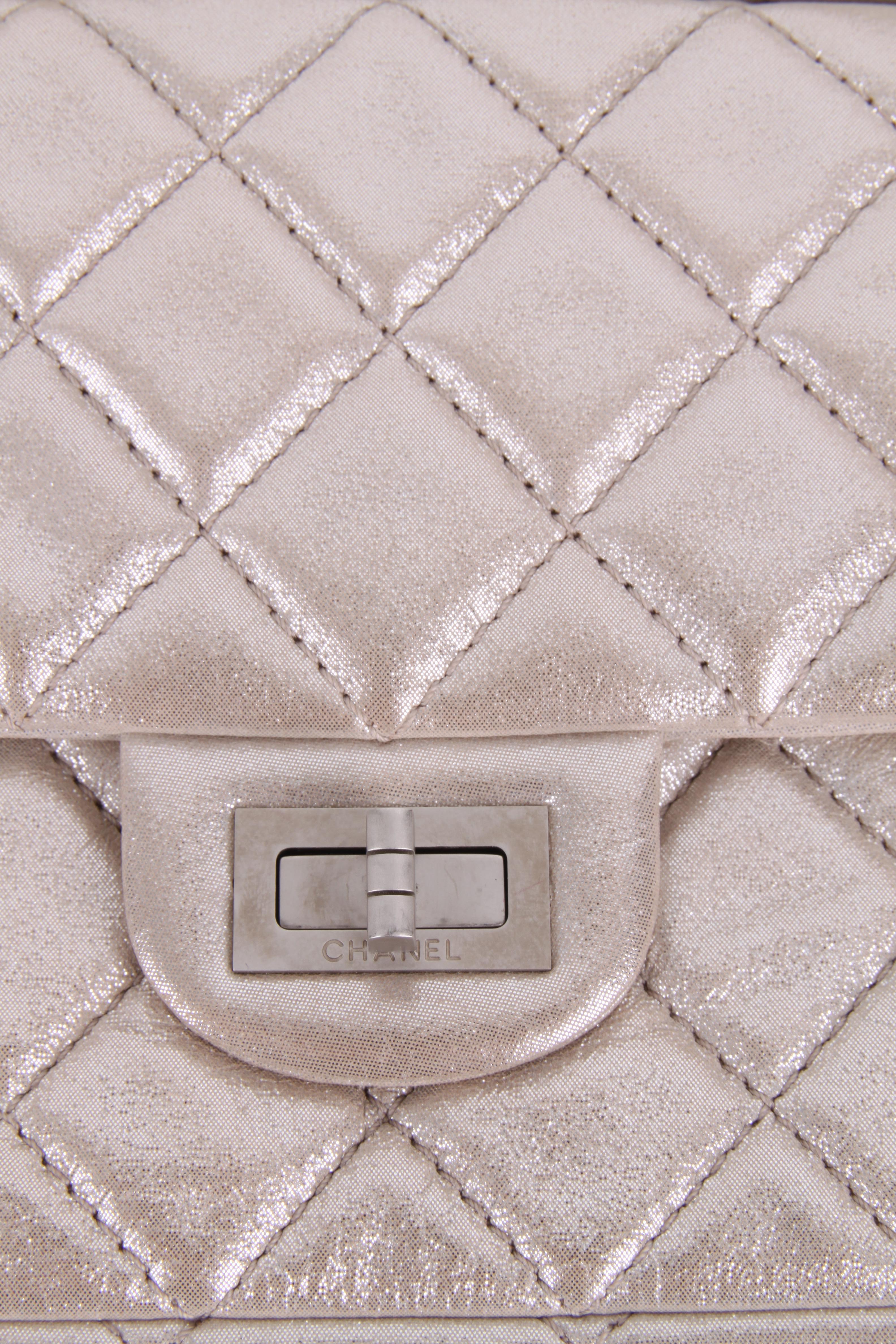 Chanel Metallic Gold Quilted Roll Leather Clutch 3